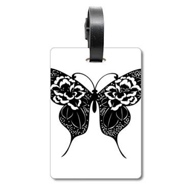 Imagem de Borboleta com Asas de Rosa Etiqueta de Mala de Viagem Etiqueta de Bagagem Pendurada, Multicolorido.