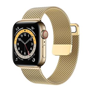 Imagem de SDUTIO para pulseira de relógio 44mm 40mm 38mm 42mm acessórios pulseira de smartwatch de loop magnético para i-Watch Serie 3 4 5 6 se 7 pulseira (cor: ouro, tamanho: 38mm-40mm-41mm)