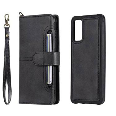 Imagem de Capa carteira flip para Samsung Note 20 Ultra, capa de telefone magnética destacável para Samsung Galaxy S21 Plus S20 Ultra S10 S22 preta para Samsung Note 9