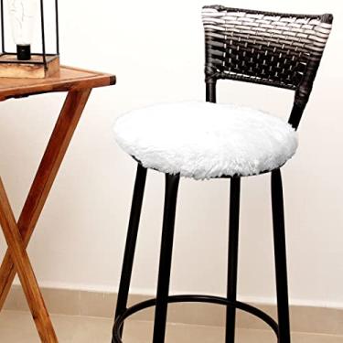 Imagem de Capa para Assento de Banqueta de Cozinha Felpuda Pelo Curto (Branca)