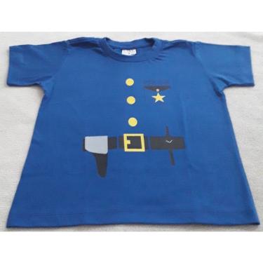 Imagem de Camiseta policial festa infantil azul algodão vários tamanhos