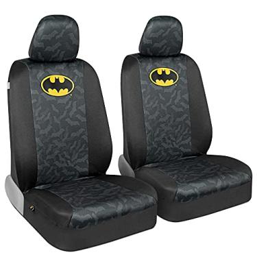 Imagem de Capas de assento de carro do Batman para assentos dianteiros com almofadas de cinto de segurança combinando – Pacote de acessórios de super-heróis oficialmente licenciado da Warner Brothers, ajuste universal para carro, caminhão, Van e SUV