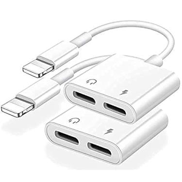 Imagem de [Certificado Apple MFi] Pacote com 2 adaptadores Lightning para 2 Lightning, AUX de Lightning duplo + adaptador de carregador, divisor de cabo Dongle compatível com iPhone 12/11/SE/X/XR/XS/8/7/6 suporta chamada + carregamento