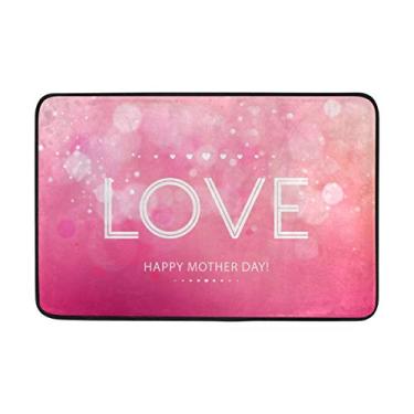 Imagem de Capacho My Daily Love Heart Happy Mother Day rosa 40 x 60 cm, sala de estar, quarto, cozinha, banheiro, tapete impresso de espuma leve