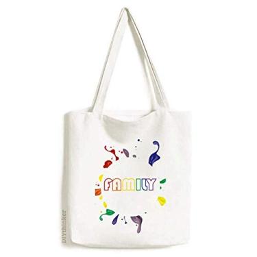 Imagem de LGBT Bolsa de compras com bandeira de arco-íris para família, Art Deco, presente fashion, sacola de lona, bolsa casual