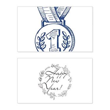 Imagem de Medalha de campeonato de futebol azul, ano novo, cartão de felicitações, mensagem de abençoar presente