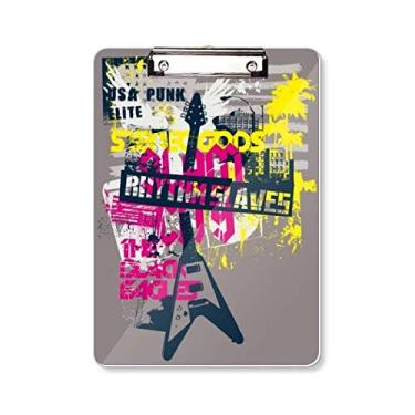 Imagem de Graffiti Street Culture Quadro de prancheta com estampa de guitarra colorida, placa de apoio A4