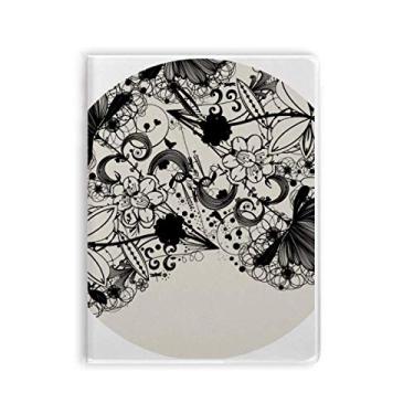 Imagem de Caderno de plantas de flor branco preto com silhueta de grão de arte, capa macia Diário