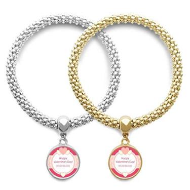 Imagem de DIYthinker Pulseira rosa feliz dia dos namorados coração e rosa amante joias pingente corrente presente para casais