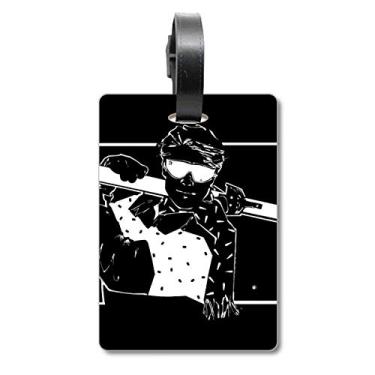 Imagem de Esqui, esporte, inverno, ilustração, preta, bolsa, etiqueta para bagagem, cartão, pendurar, etiqueta