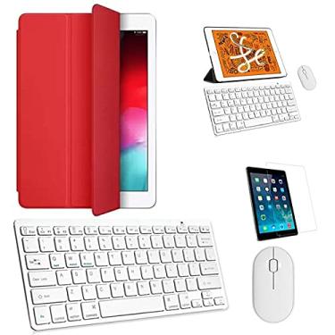 Imagem de Kit Capa Smart Case Vermelho/Teclado e Mouse branco e Película para iPad 2020 8a Geração 10.2"