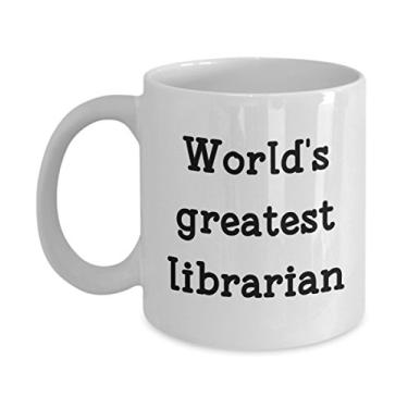Imagem de Caneca World's Greatest Librarian – Caneca de café de cacau quente divertido – ideia de de Natal