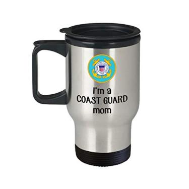 Imagem de Caneca de viagem da Coast Guard Mom – Caneca de chá divertido com isolamento de café de cacau quente – ideia de de Natal