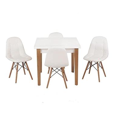 Imagem de Conjunto Mesa de Jantar Luiza 80cm Branca com 4 Cadeiras Botonê - Branco
