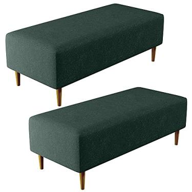 Imagem de Kit 02 Puffs Decorativos Sala de Estar Bali W01 Pés Palito 120x50 cm Linho Verde Musgo - Lyam Decor