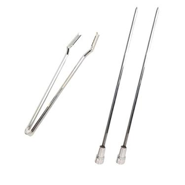 Imagem de Pegador De Carnes Inox E 2 Espetinho Coração 60cm Churrasco