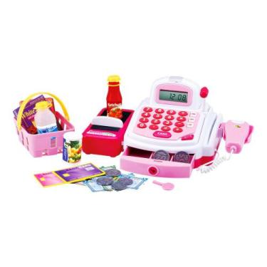 Imagem de Caixa Registradora Mercadinho Infantil Menina Rosa - Dm Toys