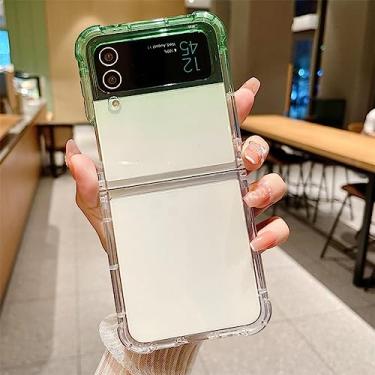 Imagem de Capa transparente luxuosa de cor gradiente para Samsung Z Flip 3 Flip4 ZFlip 4 3 Galaxy Z Flip 3 4 Capa à prova de choque de silicone acrílico, verde, para Samsung Z Flip 3