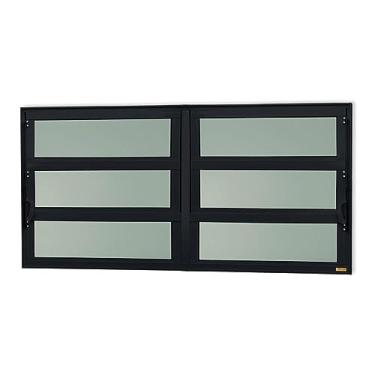 Imagem de Janela de Aluminio Basculante 2 Seções Elite Vidro Boreal 60cm x 150cm Brimak Preto