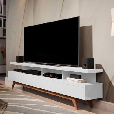 Imagem de Rack para TV até 72 Polegadas 3 Gavetas Vivare Wood Giga Móveis Branco