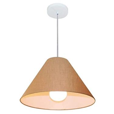 Imagem de Lustre Pendente Cone Cúpula Tecido 25/40x15 cm, Vivare Iluminação, Pendente4078 LP, Palha, Médio
