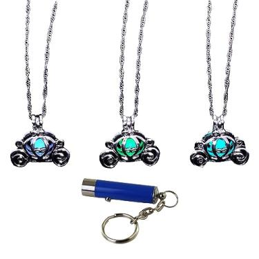 Imagem de AlterImage Colar de joias inspirado na Cinderela que brilha no escuro, pacote com 3, verde, azul e azul celeste, Adult, Zinco, não conhecido