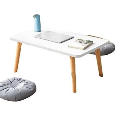 Imagem de Mesa De Centro Dobrável De Madeira Retangular, Mesa Baixa Para Sentar No Chão, Espaço Pequeno, Sala Tatami Japonesa Minimalista, Adequada Para Estudo, Trabalho, Leitura,Branco,60cm,Enchanting12