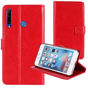 Imagem de TienJueShi Capa protetora de couro TPU com suporte vermelho premium retrô para Asus Zenfone Max Shot ZB634KL 6,2 polegadas capa carteira Etui