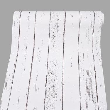 Imagem de SimpleLife4U Adesivo de papel de contato de grão de madeira branco estilo nórdico forro de prateleira autoadesivo 45,7 cm por 2,3 m