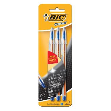 Imagem de Caneta Bic Cristal Fina Azul, Preto e Vermelho