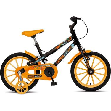 Imagem de Bicicleta Infantil Spinossauro Colli Aro 16 Com Freios V-Brake Rodas de Apoio - Preto com Laranja