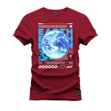 Imagem de Camiseta Casual 100% Algodão Estampada Earth Terra Bordo M