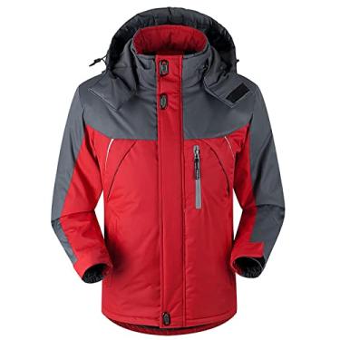 Imagem de BFAFEN Casaco feminino com capuz corta-vento anoraque leve impermeável inverno casaco de chuva masculino jaqueta de caminhada ao ar livre, Vermelho, GG