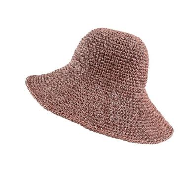 Imagem de Chapéu de palha feminino verão chapéu de sol viseira chapéu bucket boné praia Strawhat, Bean Curd, 55-59cm