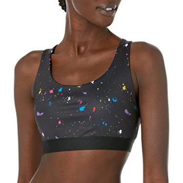 Imagem de Champion Sutiã esportivo feminino, absoluto, com absorção de umidade, sutiã esportivo de suporte moderado, Estampa preta, P