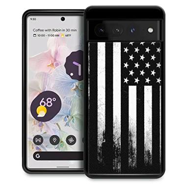 Imagem de CARLOCA Capa compatível com Google Pixel 7 Pro, capa de acrílico rígido à prova de choque com a bandeira americana retrô preta para Google Pixel 7 Pro