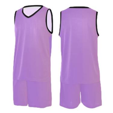 Imagem de CHIFIGNO Camiseta coral de basquete, camisetas de basquete para meninas, camiseta de treino de futebol PP-3GG, Roxo dégradé, G