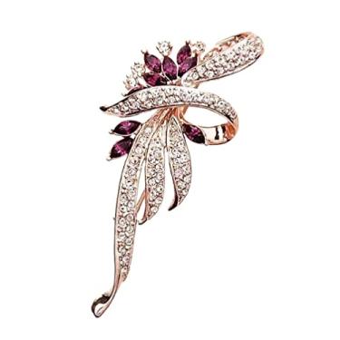 Imagem de Broche Broche de cristal pino de lapela shinestone broche casamento feminino acessórios Decoração de Vestuário (Color : Purple)