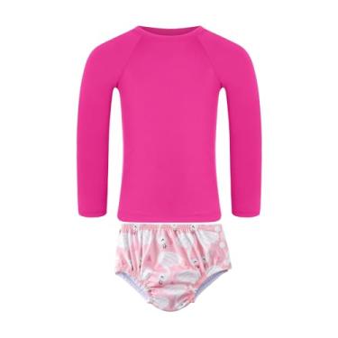 Imagem de Acqua di Mare Kit Biquini com Fralda e Camiseta UV Bebê Menina, Fralda Piscina 6 a 24 meses (BR, Idade, 24 Meses, Fralda Flamingo e Blusa Rosa)