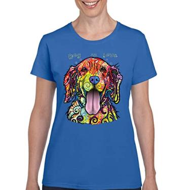 Imagem de Camiseta feminina Dean Russo Labrador Retriever Love Pet Dog is Love, Azul, XXG