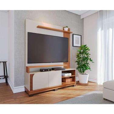 Imagem de estante para home theater e tv até 65 polegadas jurerê 2 pt off white e freijó