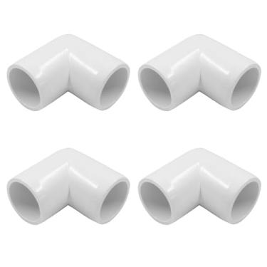 Imagem de Piutouyar 4 peças 1/2" 90 graus cotovelo ângulo direito encaixe de tubo de PVC, conector de tubo de grau de móveis de 2 vias conector de canto de tubo de encaixe de cotovelo de PVC para estrutura de