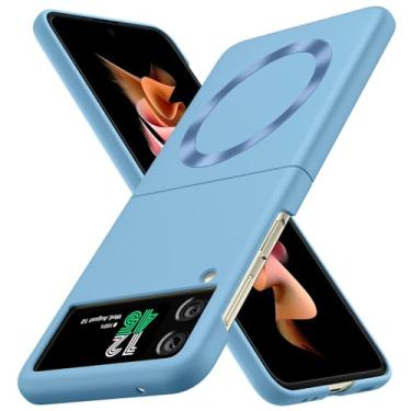 Imagem de YSLBWLE Capa magnética para Samsung Galaxy Z Flip 3 5G fina e de proteção de nível militar, capa magnética para celular, azul 21-zflip3-05