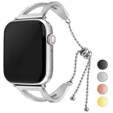Imagem de Seoaura Pulseira de substituição compatível com Apple Watch 41 mm, 40 mm, 38 mm, 44 mm, 45 mm, 42 mm, ultra 49 mm, de aço inoxidável, metal, elegante, para iWatch Series 8, 7, 6, 5, 4, 3, 2, 1, SE, Nike + (41 mm/38 mm/40 mm, prata)