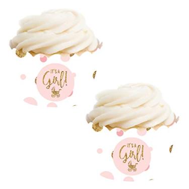 Imagem de Andaz Press Coleção de festa de chá de bebê com glitter rosa dourado blush, embalagens para cupcake, pacote com 20
