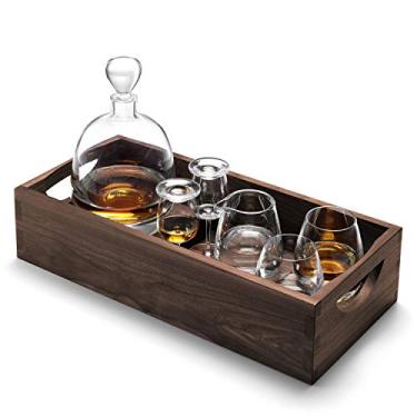 Imagem de LSA International Whisky Islay Connoisseur Conjunto e bandeja de nogueira 44,5 cm, transparente/nogueira