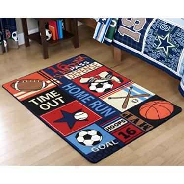 Imagem de Fun Sport Kids Rugs Tapete de nylon para futebol americano e basquete com para sala de jogos de 80 cm x 119 cm