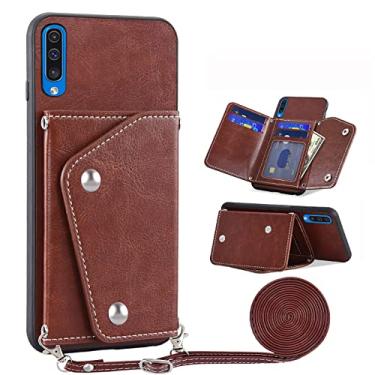 Imagem de Asuwish Capa de telefone para Samsung Galaxy A50 A50S A30S capa carteira com protetor de tela temperado e suporte para cartão de crédito alça transversal suporte celular de couro A 50 50S 30S S50 50A