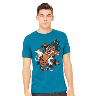Imagem de TeeFury - Tatuagem de tigre - camiseta masculina, animal, gato, Azul marino, GG