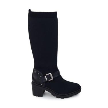 Imagem de Bota Feminina Bebecê Malha Knit Preta - T561